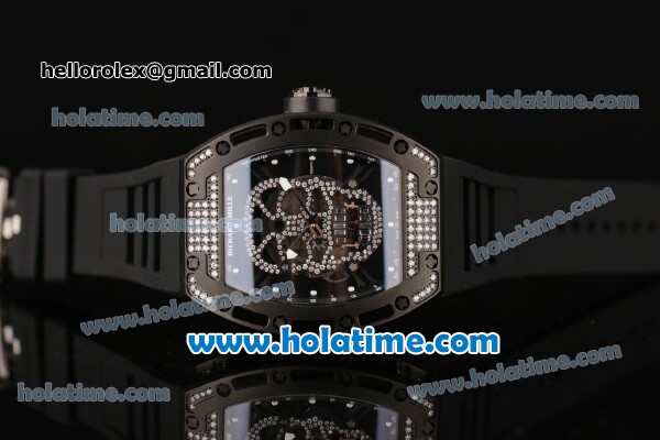 Richard Mille RM 52-01 Swiss ETA 2671 Automatic PVD/Diamond Case with Black Rubber Bracelet White Markers and Skeleton Dial - 1:1 Original - Click Image to Close